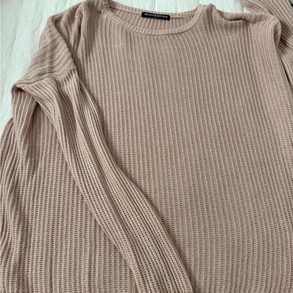 Brandy Melville Light Pink Crew Neck Sweater